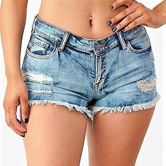 DISTRESSED LOW RISE STRETCH JEAN SHORTS - Picture 3 of 8